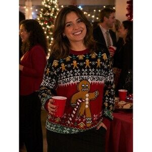 Oh Snap Ugly Christmas Sweater Womens Medium Gingerbread Candy Cane Holiday Knit